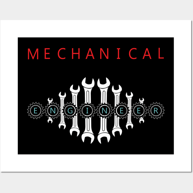 mechanical engineer text & logo Wall Art by PrisDesign99